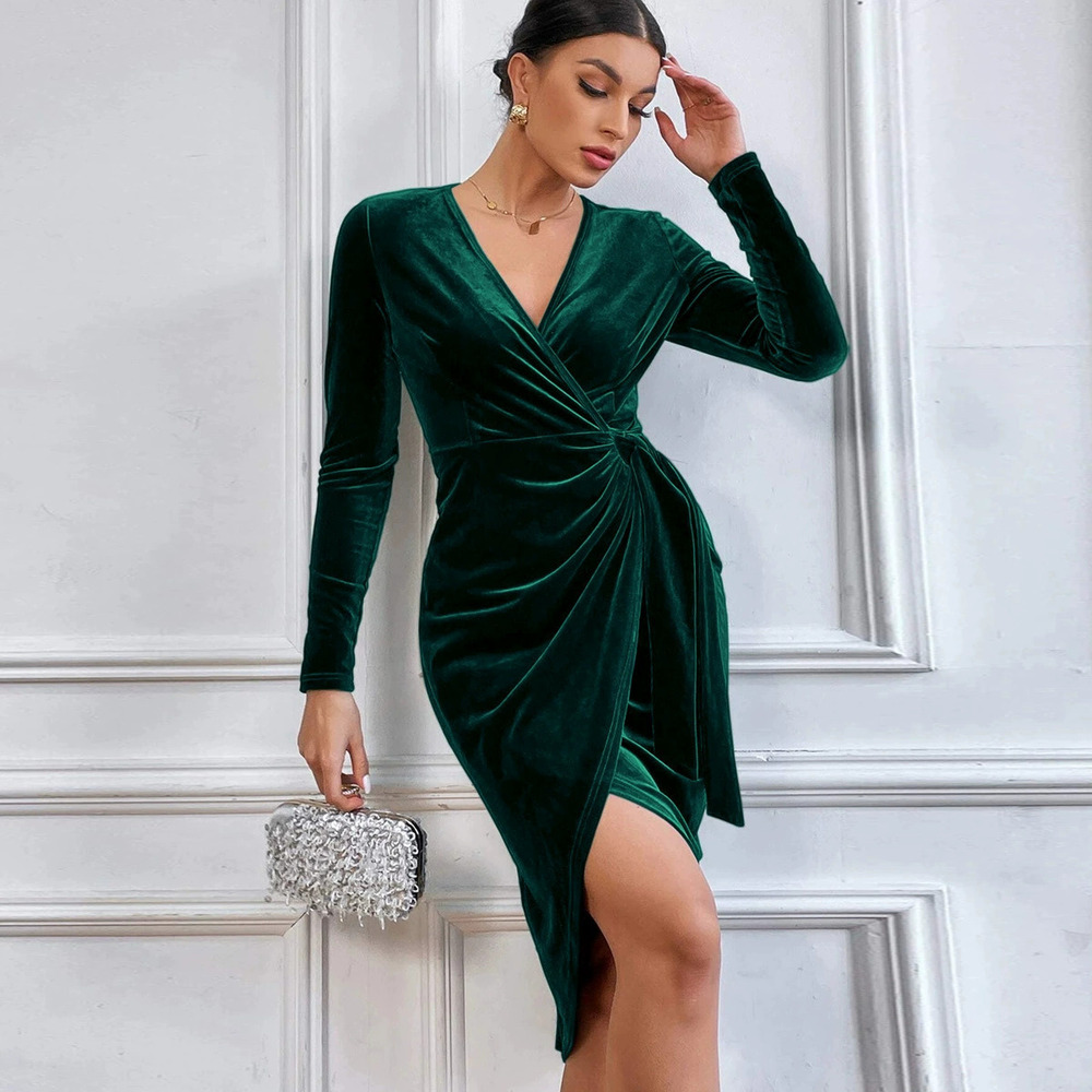 ZARA Sexy V-Neck Bodycon Irregular Hem Party Gown